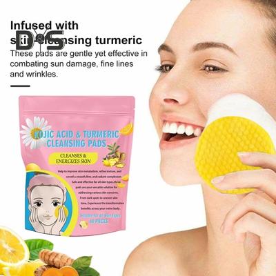 40 Stück Reinigungspads mit Kojisäure, zum Entfernen dunkler Flecken und Make-up, komprimierte Kurkuma-Gesichtsschwämme, sanfte Porenreinigung, Peeling-Gesichtsreinigungswatte