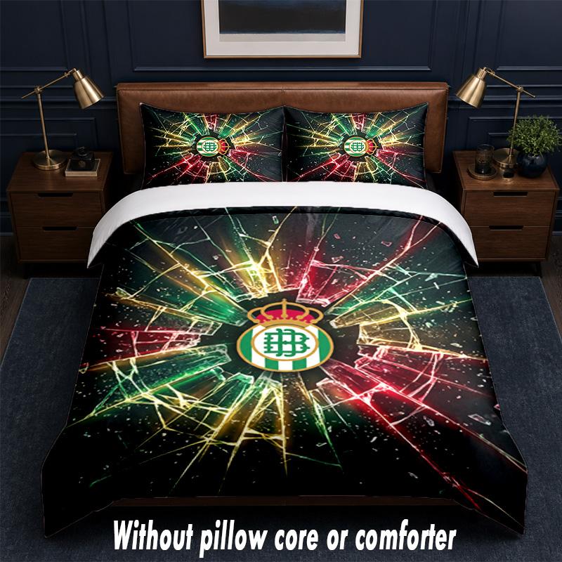 Real Betis Football Design Bed Bedding Set 1 Duvet Cover + 2 Pillowcases Soft Breathable Household Bed Linens