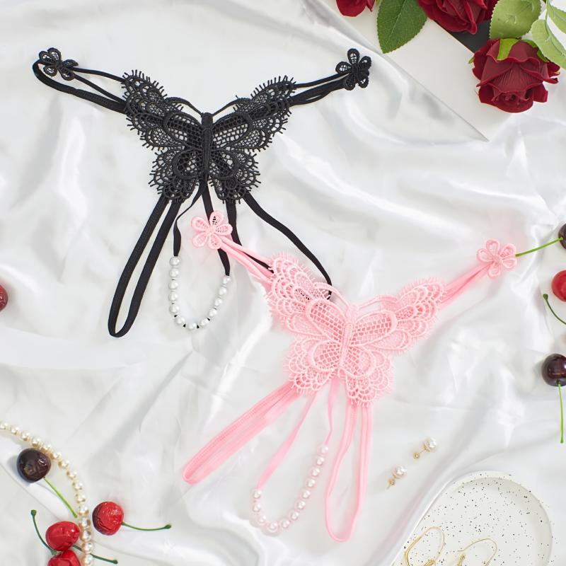 Tanga cu model în formă de fluture, chiloți intimi cu talie joasă, lenjerie sexy și lenjerie intimă pentru femei