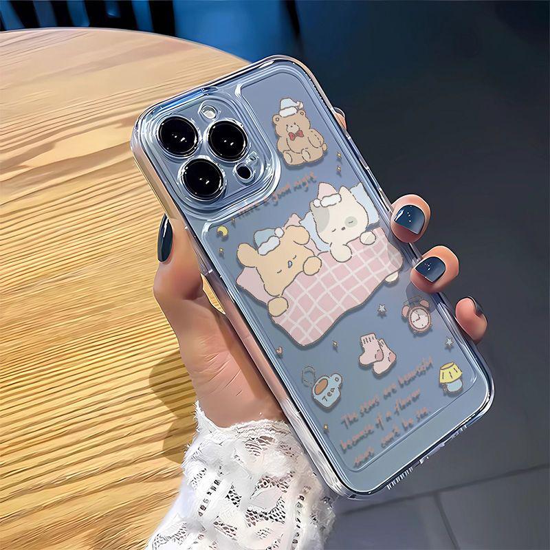 Schlafender Bär Transparent Cartoon Weiche Hülle für iPhone 17 Pro/Pro Max