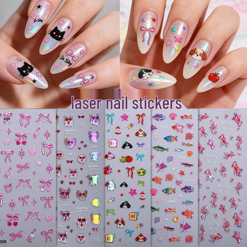 Aurora Rainbow Butterfly 3D Embossed Nail Art Stickers