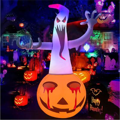 Pumpkin Ghost/Bat/ Tumbler Halloween Standing Inflatable Built In LED Lights for Garden Yard Lawn Holiday Family Party Props