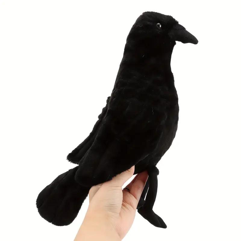 Simulated Black Crow Exquisite Feathers Fill in Crow Plush Animals Birthday Christmas Gifts for Kids Halloween Gift Home Decor