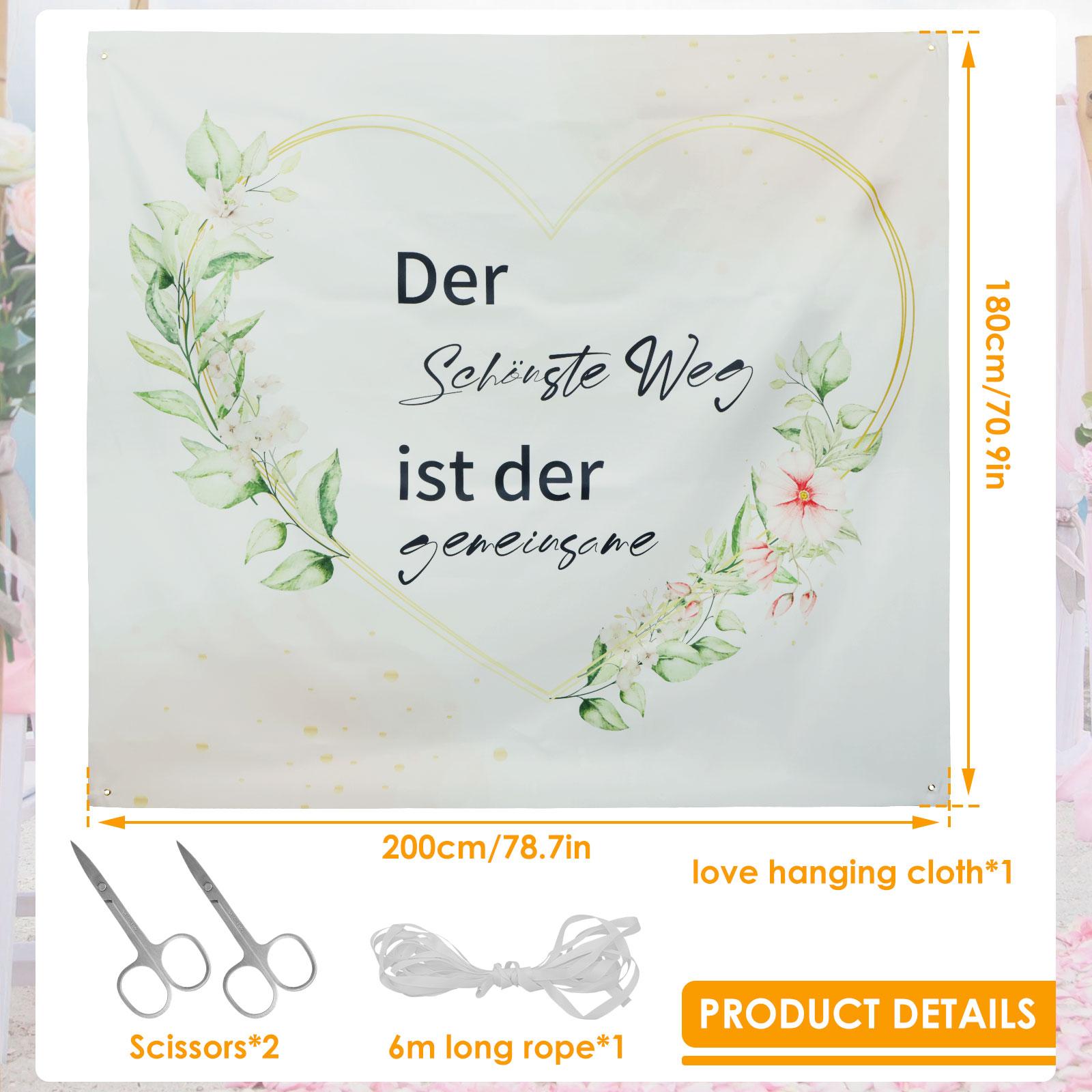 

2x1.8M Wedding Background Cloth Sukkot Polyester Heart Shape Backdrop with 6M Rope Party Photo Props Background Cloth Tapestry 1.8M&2M