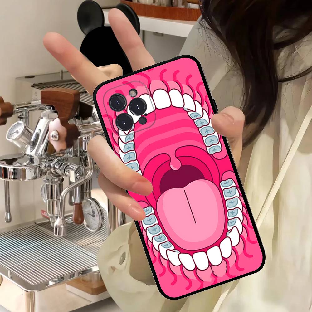 

Dentist Tooth Pattern Phone Case For IPhone 17 16 15 14 13 12 11 Pro Max Plus Mini Soft Black Cover iPhone 12
