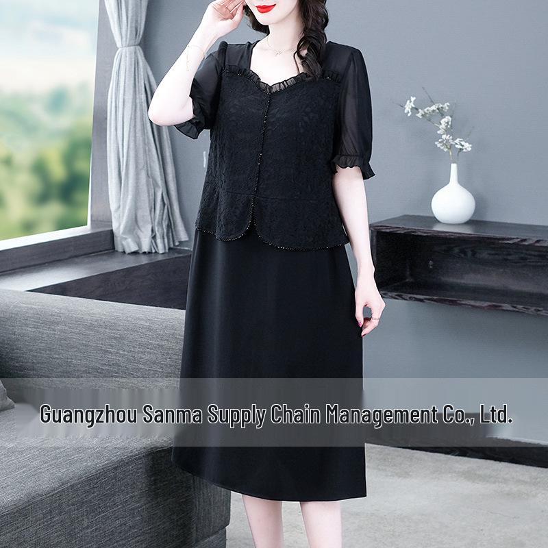 2025 Summer Fashion Plus Size Chiffon Two-Piece Slimming Dress for Women