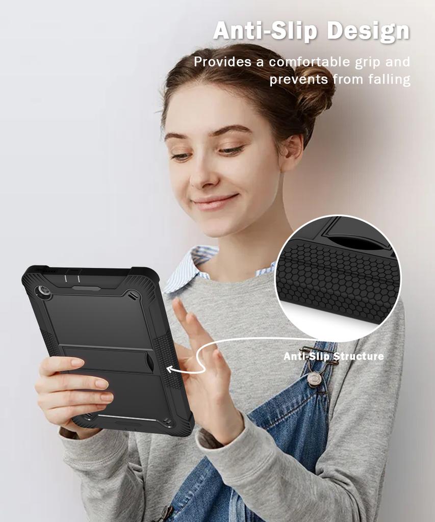 Rutschfeste Armor Hülle Universal für Lenovo Tab K10 2021 TB-X6C6F X6C6X M10 Plus 2020 TB-X606F X606X 10,3" Ständer Hybrid Cover