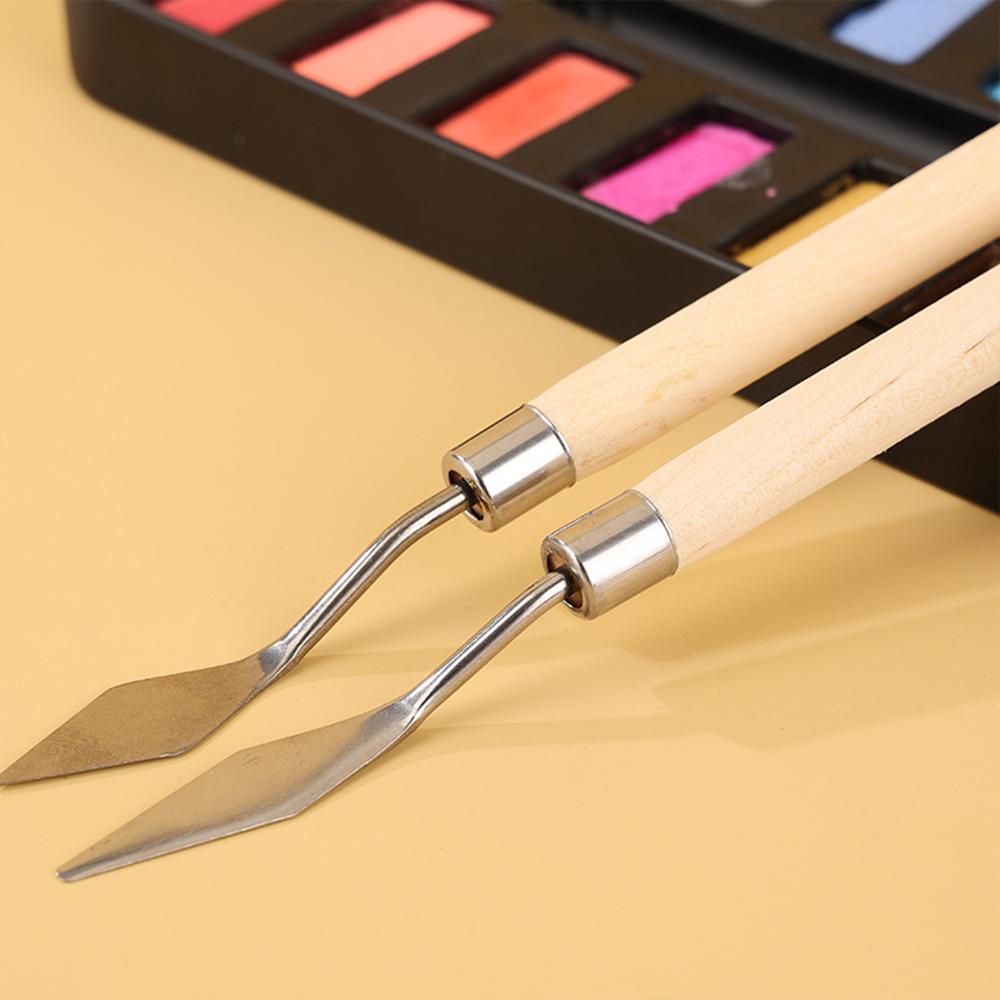 1 sada/3 sady Škrabka na olejomalbu Sada špachtlí Dřevěná rukojeť Paletový nůž Umělecká barva Gouache Malířská škrabka