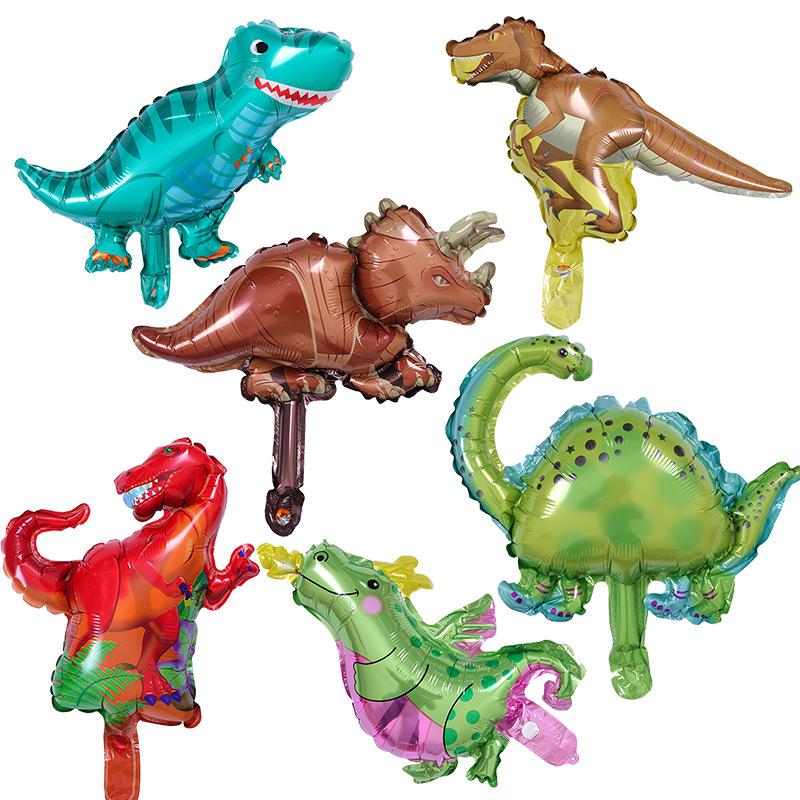 7 Stück Mini-Dinosaurier-Ballons Kleine Cartoon-Tyrannosaurus rex Triceratops Schnelle Raptoren Triceratops Kindergeburtstagsspielzeug Dekoration