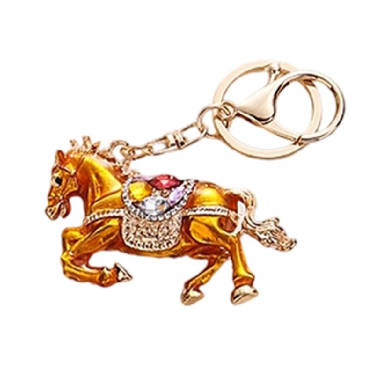 2026 Chinese Zodiacal Horse Keychain Bedazzled Rhinestones Artistic 3D Model Portable for Everyday Essential