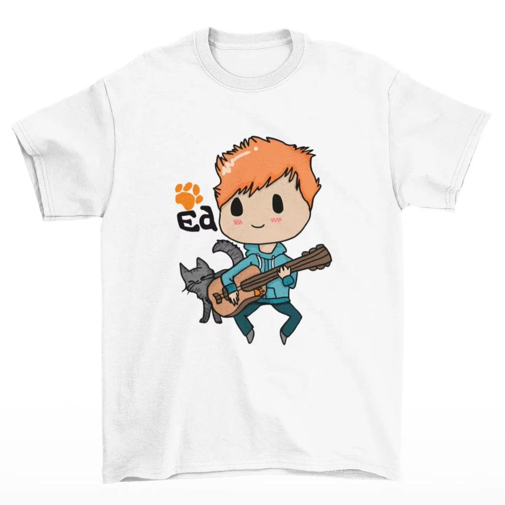 Ed Sheeran Süße Cartoon Grafik 100% Baumwolle Shirt unisex Y2k HipHop 2026 Sommer Neu Herren Rundhals Kurzarm T-Shirt Fan Geschenk