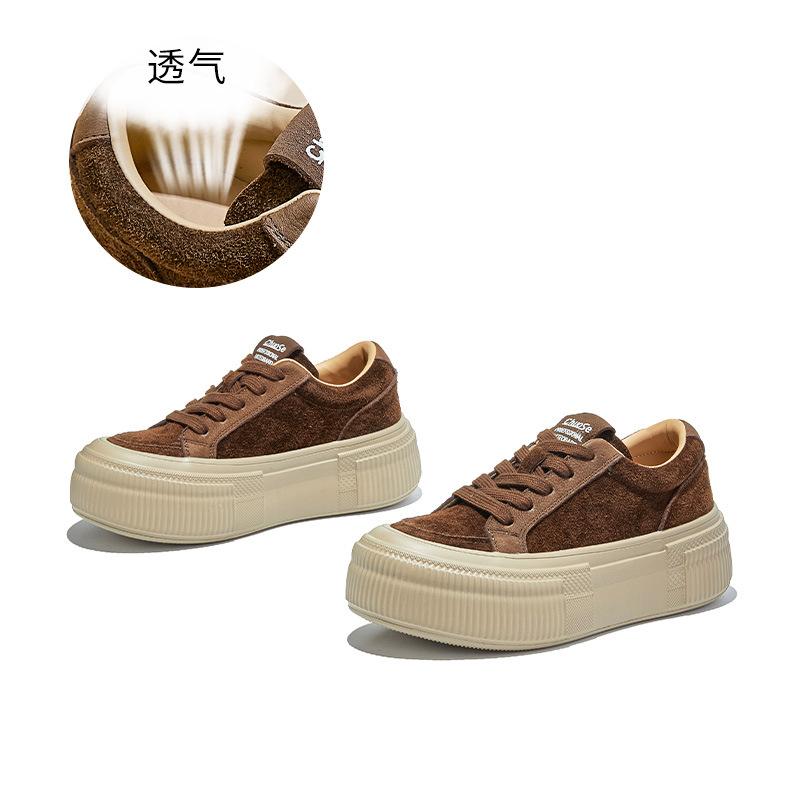 Foam Bottom First Layer Cowhide Little White Shoes Women's 2025 Autumn New Models Are Not Tired of Feet Shoes Women's Casual Platform Women's Shoes