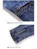 Męska kurtka jeansowa Slim Fit Elastic Denim z aksamitną podszewką - kołnierzyk typu stójka, modna odzież codzienna na jesień/zimę