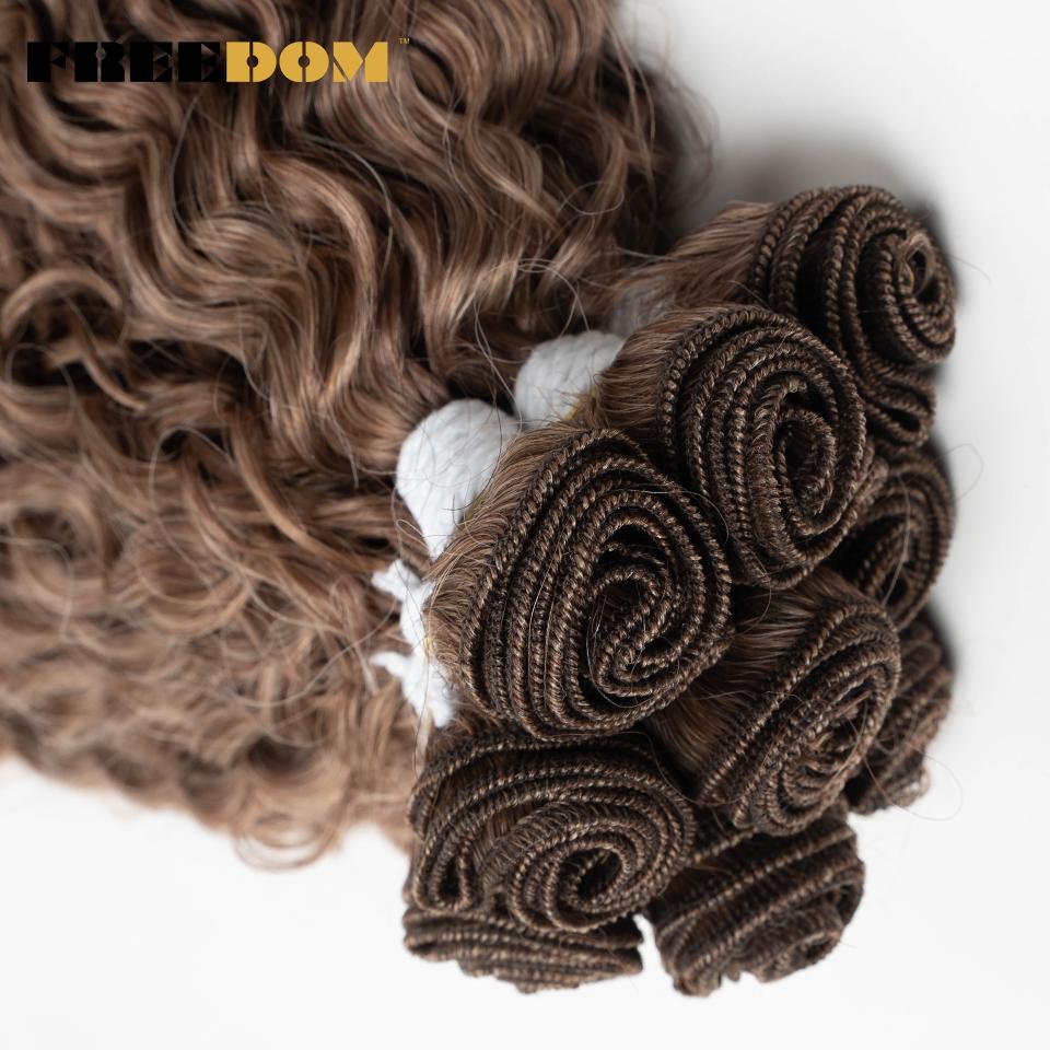 FREEDOM 22 24 26 Zoll Kinky Curly Synthetisches Haar Weave Extensions Ombre Braun Blond Hitzebeständige Faser Haarsträhnen