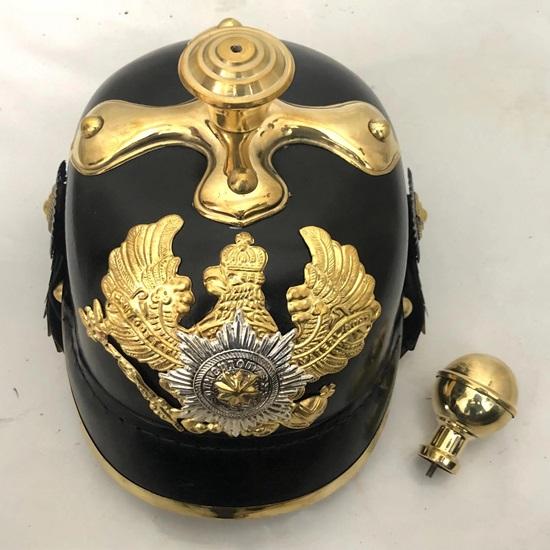 German Prussian Pickelhaube Helmet, Imperial Officer Spike Helmet Wearable for Adult LARP, Cosplay Reenactment Armor
