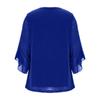 Women's Elegant Ruffled Shiny Stamped Seven-Sleeve Double Layer Mesh Top