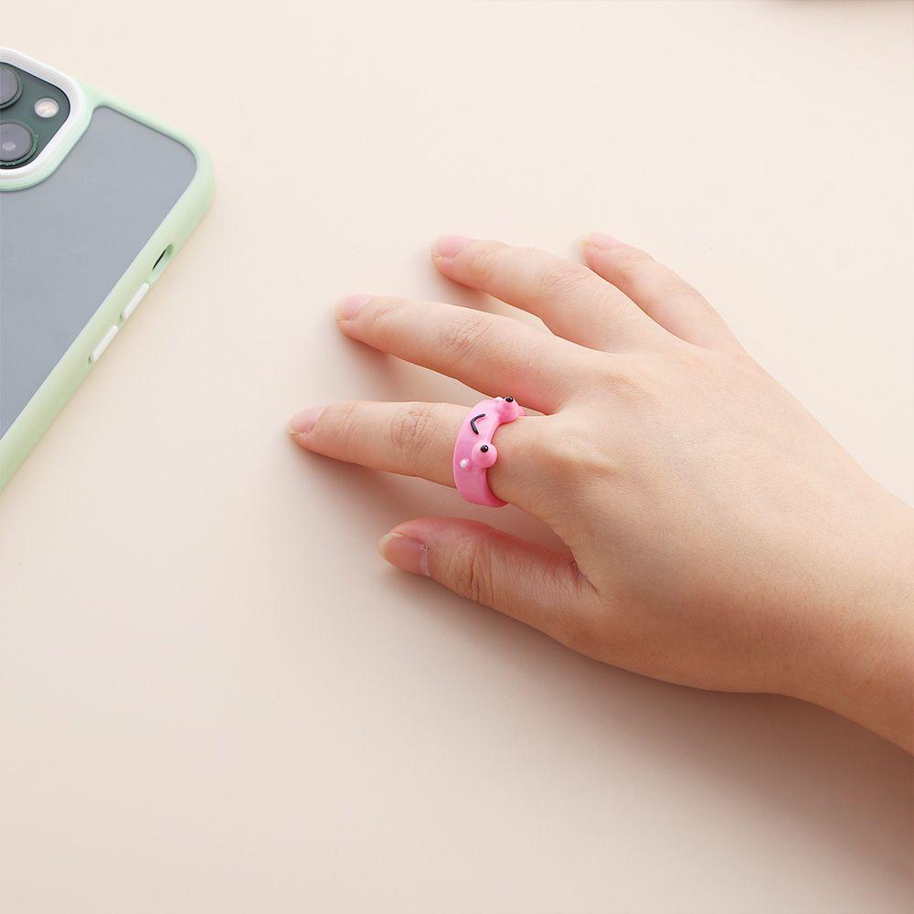 Trend Funny Colorful Contrast Chick Girls Korean Resin Ring Acrylic Frog Finger Rings Fashion Jewelry