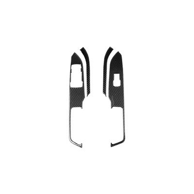 Real Soft Carbon Fiber Car Windows Lifting Switch Control Panel Decoration Cover Trim Sticker For Ford Mustang GT 2015-2025