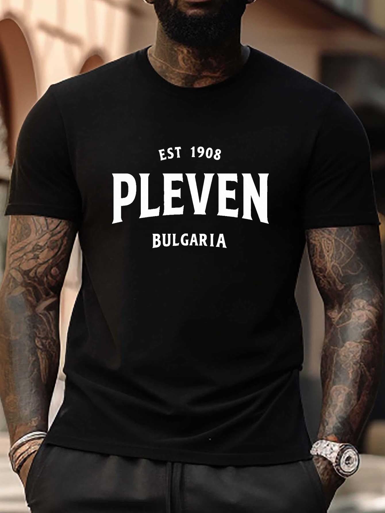 

Pleven Bulgaria EST1908 Plus Size T-shirt - Black Monochrome Typography Design XXL