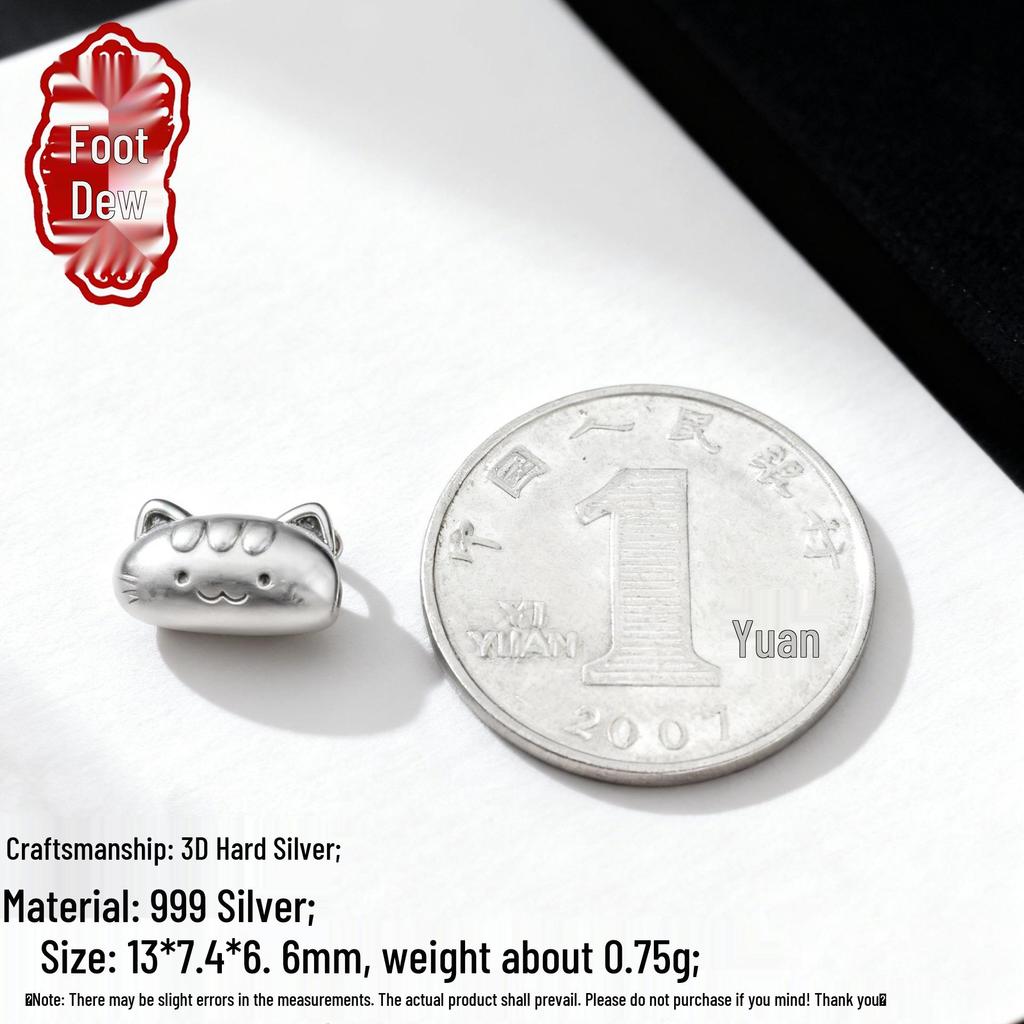 Sterling Silver Cat Spacer Beads for DIY Bracelet and Rope Accessories - Cute Handmade Jewelry