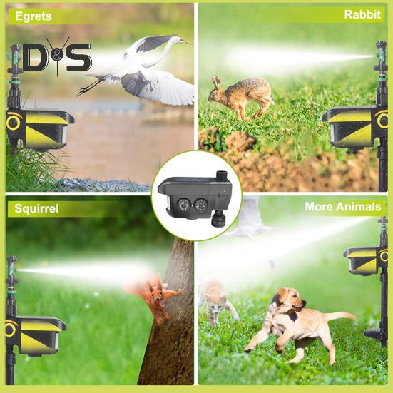 Solar Watering Sprinkler Motion-Induced Animal Repellment Garden Irrigation Waterer Adjustable Water Spray Irrigation System for Garden Lawn Backyard