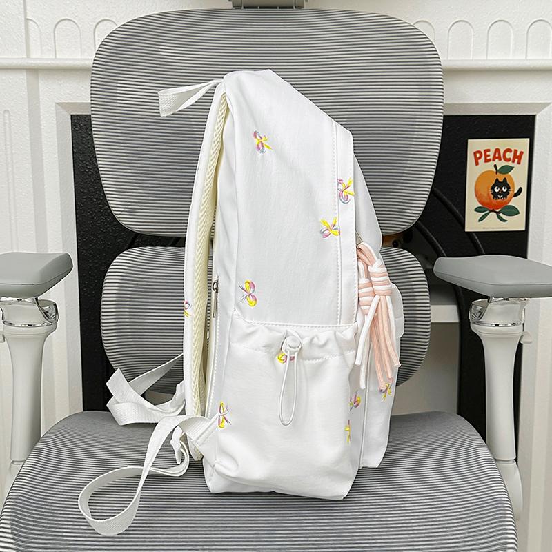 Backpack with Embroidered Bow Pattern for Teenage Girls Daily Use Cute Kawaii Style