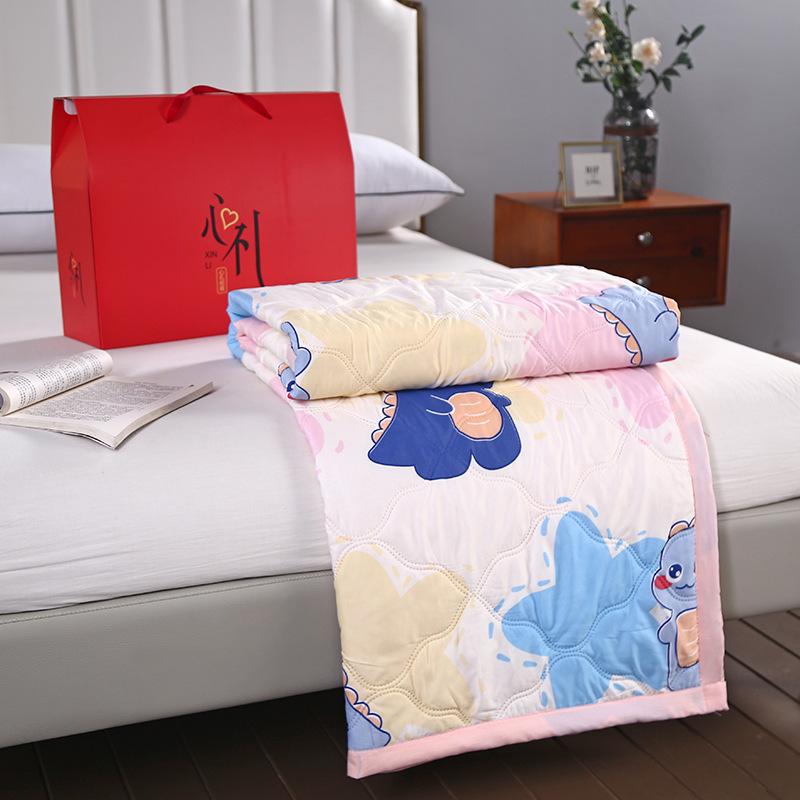 Summer Cool Gift Quilt Set: Washable Cotton Comforter & Thin Quilt