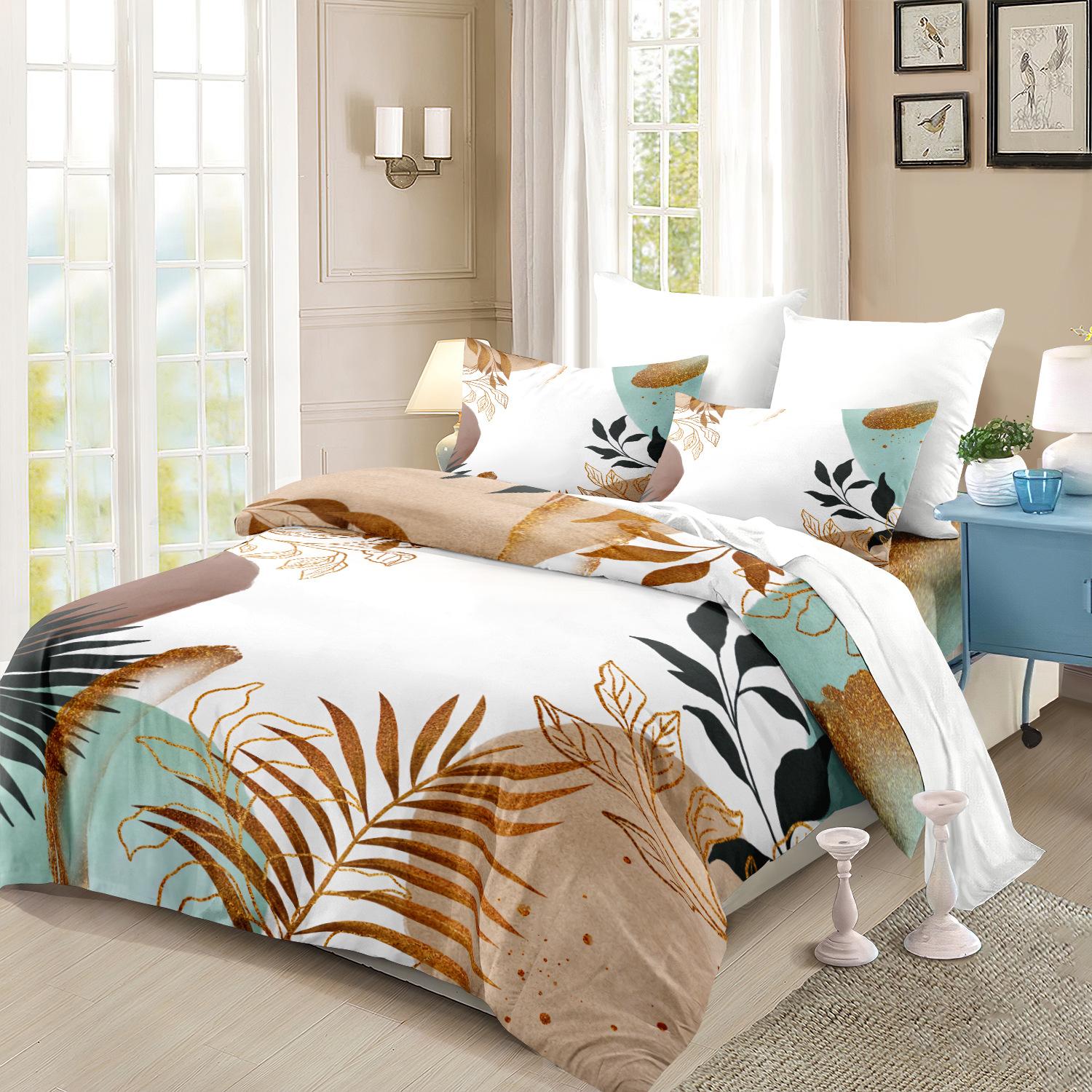 

Export Best-Selling Creative Medieval Leaves 3D Digital Printing Three-Piece Gift Kit 135 * 200cm 50 * 80cm * 1 two-piece set