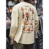 Madden Parka American Retro Print Long Sleeves T-shirt Loose Casual Pure Cotton round Neck Bottoming Shirt Tops Men's Autumn