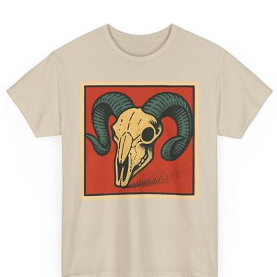 Ram Skull Comic T-Shirt: Retro Occult Graphic Tee
