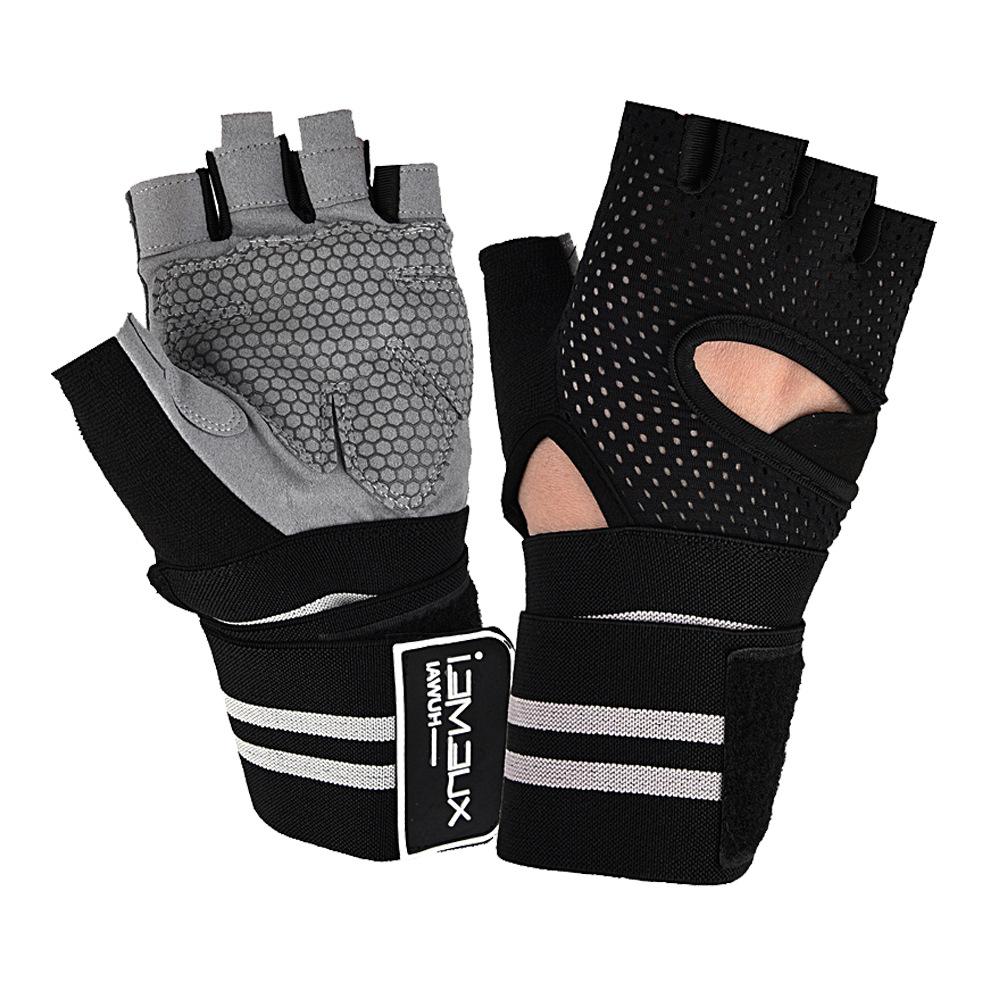 Men and Women Half Finger Extended Wrist Guards Anti Slip Weight Lifting Horizontal Bar Dumbbell Equipment Breathable Outdoor Sports Gloves