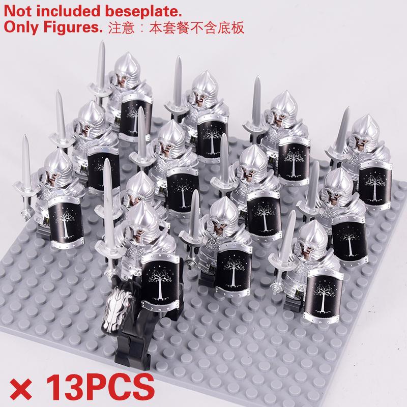 The Soldier With War Horse Gondor Army Figures Lotr Armor Guard Warrior Archer Medieval Knights Building Blocks Bricks Toys Gift