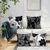 4Pcs Black Flower Leaves Cushion Covers Single-sided Printed 45CM Throw Pillow Case Cover Sofa Cushion Home Room Decor
