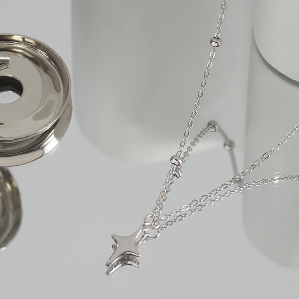 Trendy Fashion Crossborder Silver Alloy Star Pendant Choker Necklace Women For