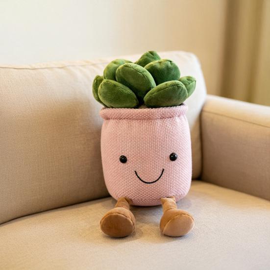Plush Potted Plant Decor Cute Soft Artificial Plant Doll for Living Room Bedroom Office,Realistic Bonsai Ornament Creative Gift for Plant Lovers