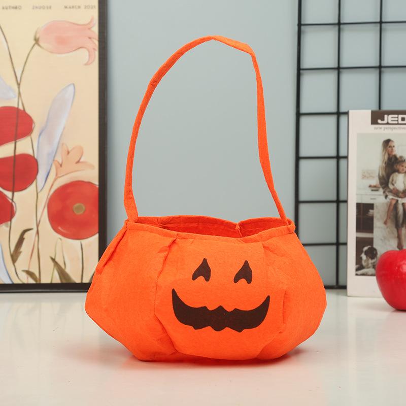 Halloween Pumpkin Candy Bags Decoration Props Portable Trick Or Treat Holder Handbag Basket Party Favor Holders For Children