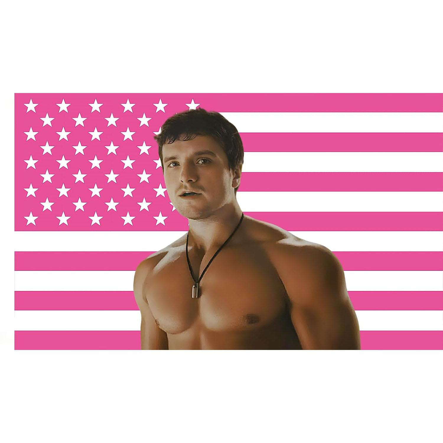 

New Trending Sexy Josh Pink American Flag Print Tapestry Hippie Style Dorm Bedroom Wall Decor Background Cloth 74x94cm(29x37in)