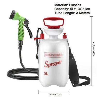 Multifunctional Camping Shower 5L/1.3Gallon Portable Pressurized Water Sprayer with 7 Spray Modes