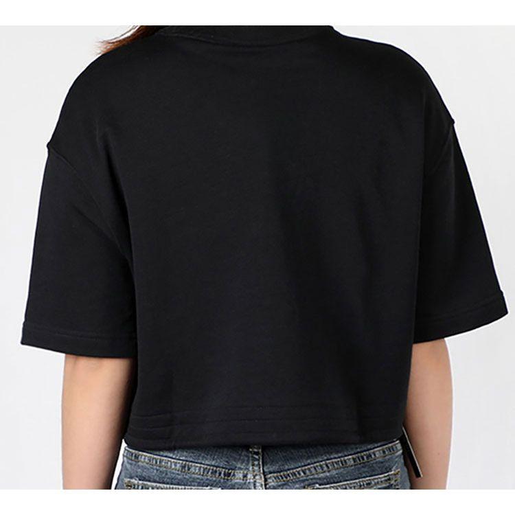 Nike Sportswear Icon Classic Logo Print Drawstring Cropped Short Sleeve T-Shirt Women Tops Black CJ2276-010