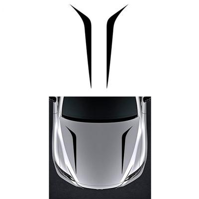 2Pcs Black Universal Racing Auto Hood Stripes Decal Sticker For Car SUV Truck