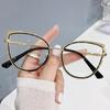 Ochelari simpli cu ramă de ochi de pisică din metal, ochelari simpli cu blocare a luminii albastre, cu ochelari optici, bărbați, femei, ochelari simpli la modă