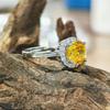 Gusen Exquisite High-Carbon Diamond & Yellow Zircon Ring and Earring Set