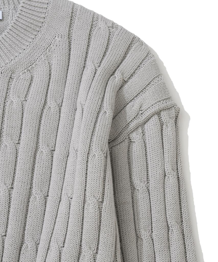 KNITTED [Nitied X Fashion Planet] Cable Round Knit Grey