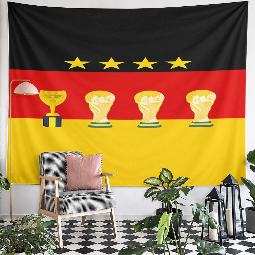 "Germany Flag with World Cup Trophies" Pattern Wall Hanging Tapestry Decorative Tapestry Home Decor for Bedroom and Living Room