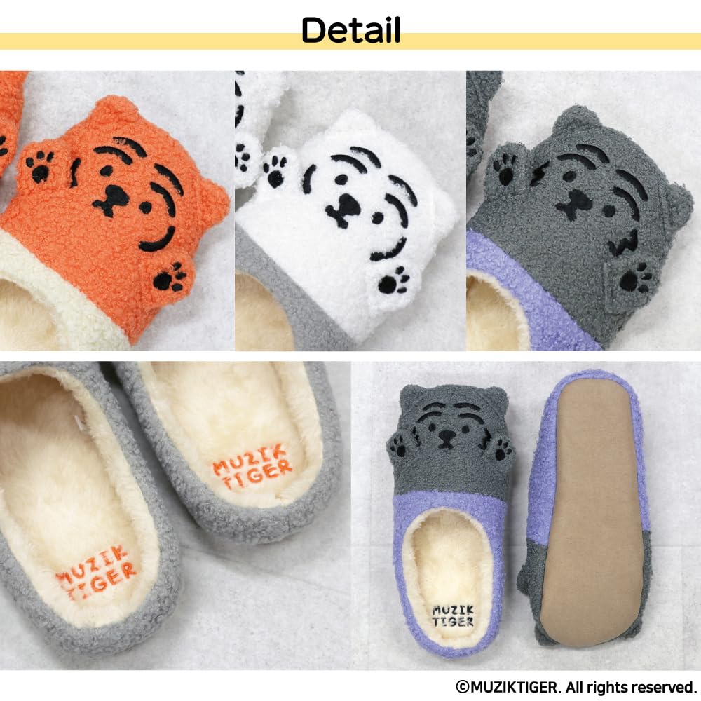 FASPROJECT MUZIK TIGER Fur Slippers Front Closure Room Shoes Boa (Women's/Orange) Women's SH-42415-ORANGE