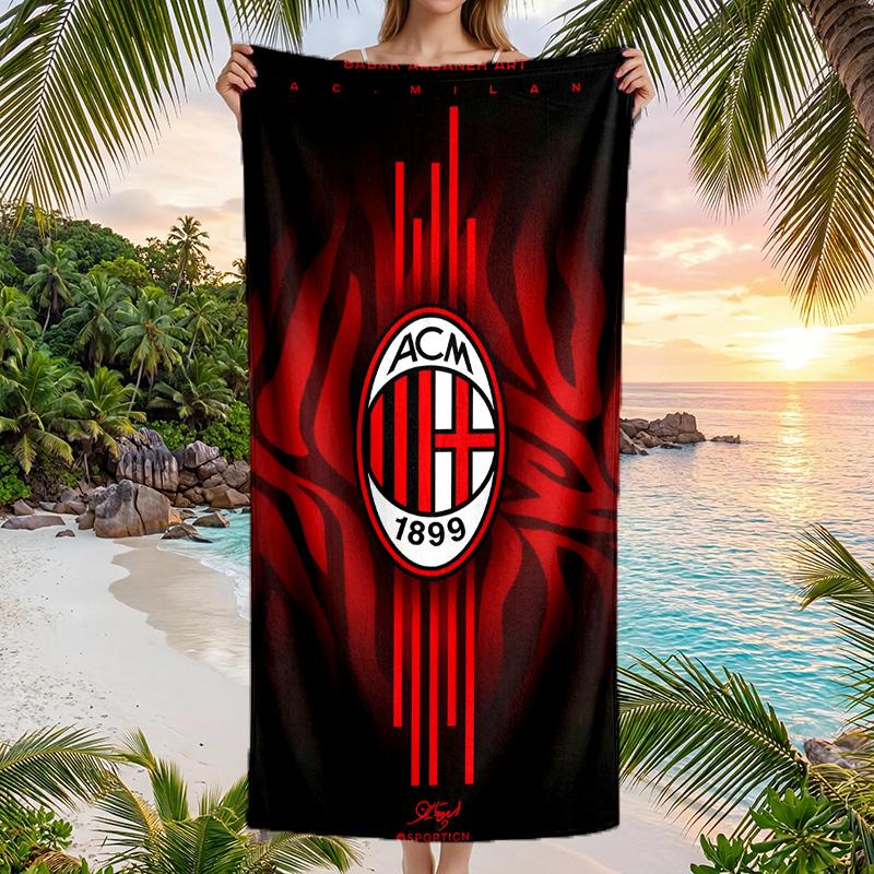 Asciugamano da Spiaggia AC Milan Morbido Microfibra Asciugamano Estivo Asciugatura Rapida Assorbente per Spiaggia Piscina Viaggio