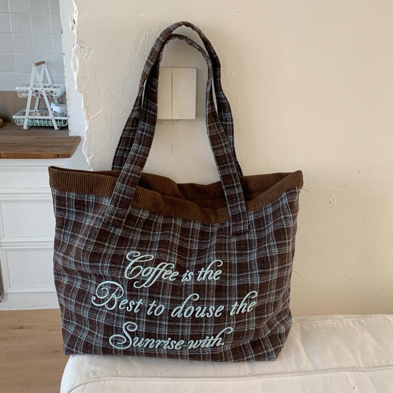 2025 Plaid Casual Commuter Shoulder Bag - Large Capacity Woolen Handbag Tote for Ladies