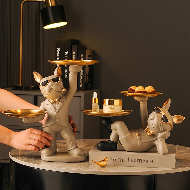 Luxurious Bulldog Key Holder and Storage Tray for Entryway Decor