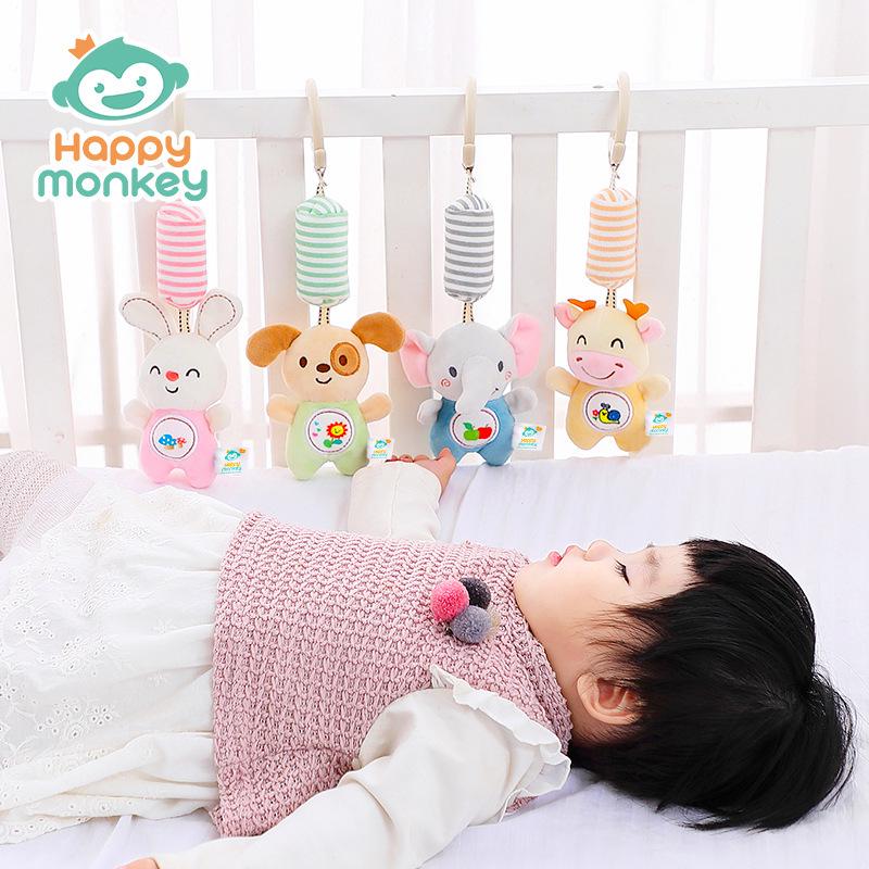 Happy Monkey Infant Plush Mobile Toy: Soothing Bed and Car Hanging for Early Education