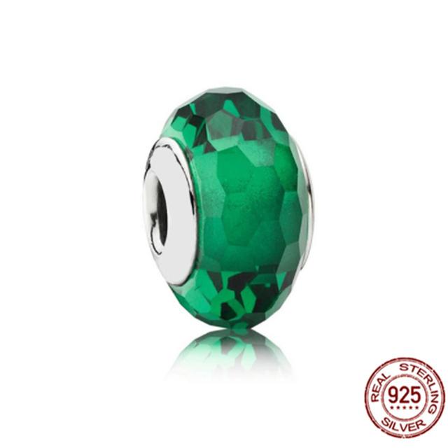 925 Sterling Silver White Red Blue Lucky Four -Leaf Clover Murano Glass Charm Jewelry Bead Fit Sweet Fasion Bracelet